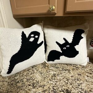 Super soft and squishy Halloween Ghost and Bat Knit Throw Pillows